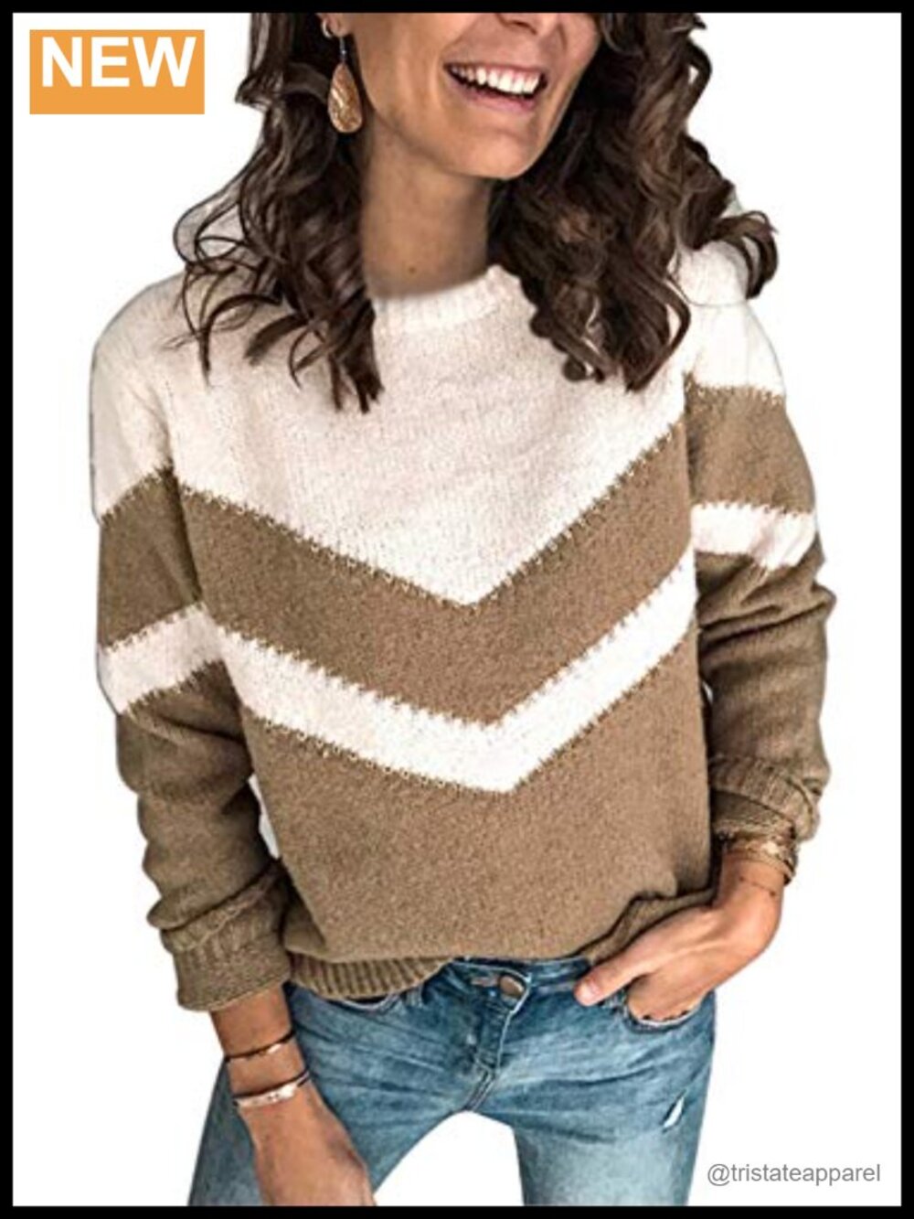 Women's Knit Pullover Sweater Long Sleeve Round Neck Loose Cozy Winter Casual